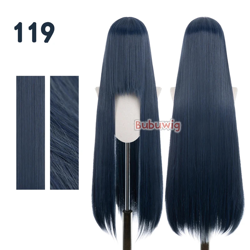 Bubuwig Synthetic Hair 100cm Long Straight Pure Color Cosplay Wigs Over 100 Colors Pink Orange Blonde Green Wig Heat Resistant
