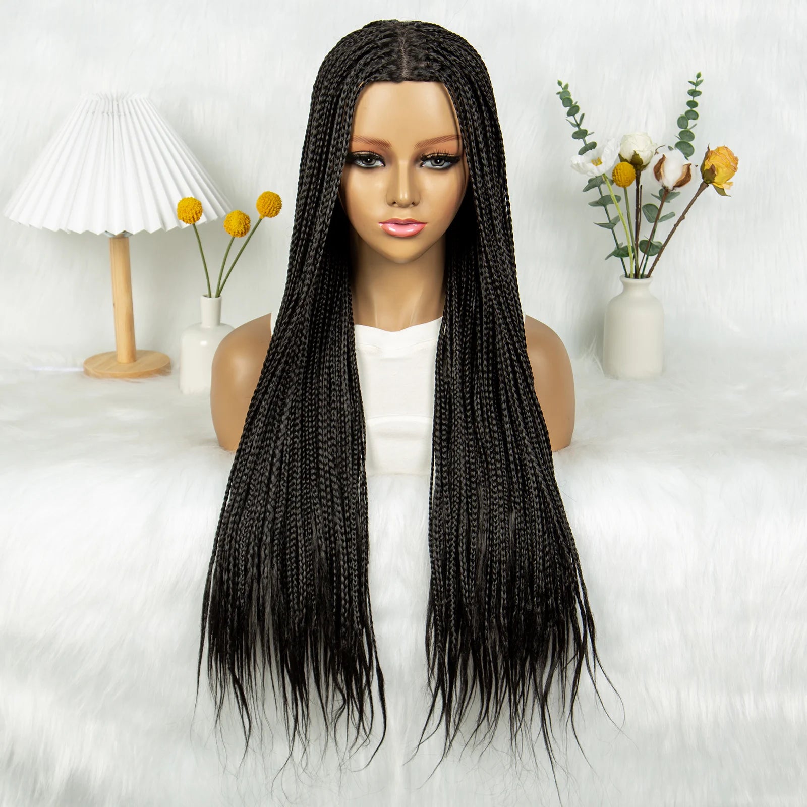 Full Machine Wigs Cornrow Braided Wigs Synthetic Braiding Wig Long Length 32inches Braided Wigs for Women