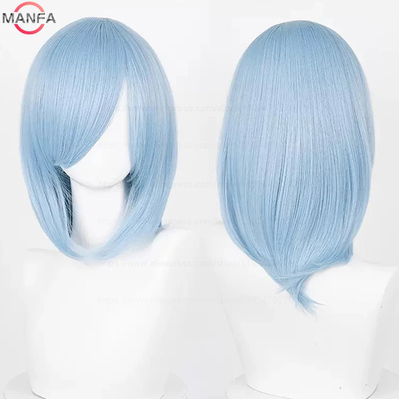 40cm Medium Basic Anime Cosplay Wig Bang Blond  Black White Red Pink Green Brown Gold Blue Heat Resistant Synthetic Hair Wigs