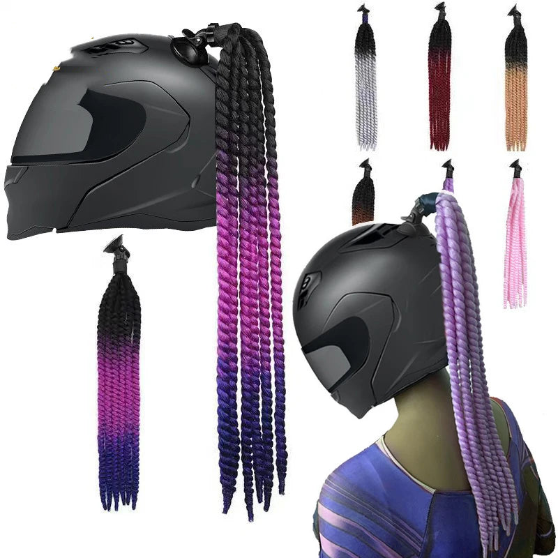 Detachable Sucker Boxing Dreadlocks Ponytail Wig Cycling Helmet Decoration Accessories Weaving Braids Motorcycle Helmet Ponytail