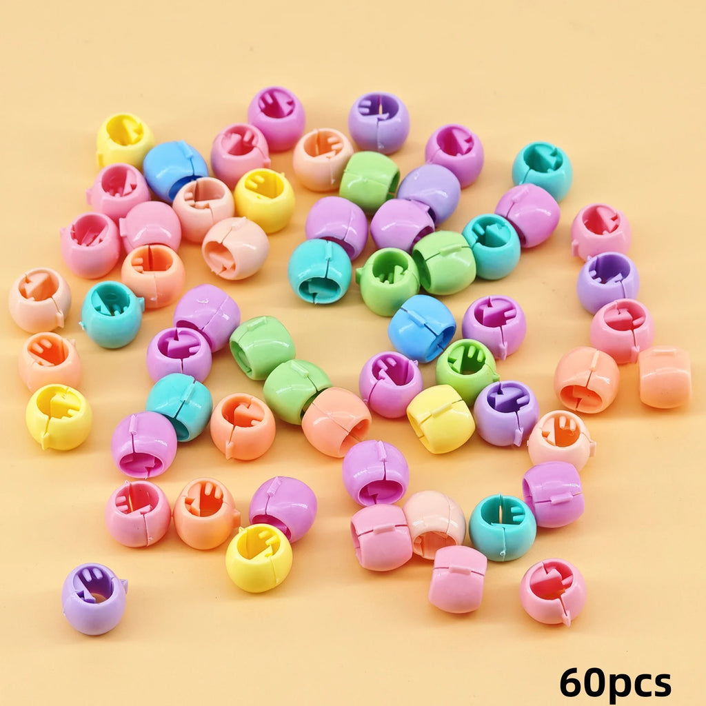 60pcs Hair Braids Beads Headwear Cute Candy Colors Plastic summer  Hair Claw Clips  Hair Accessories Loc Hair Jewelry for Braids
