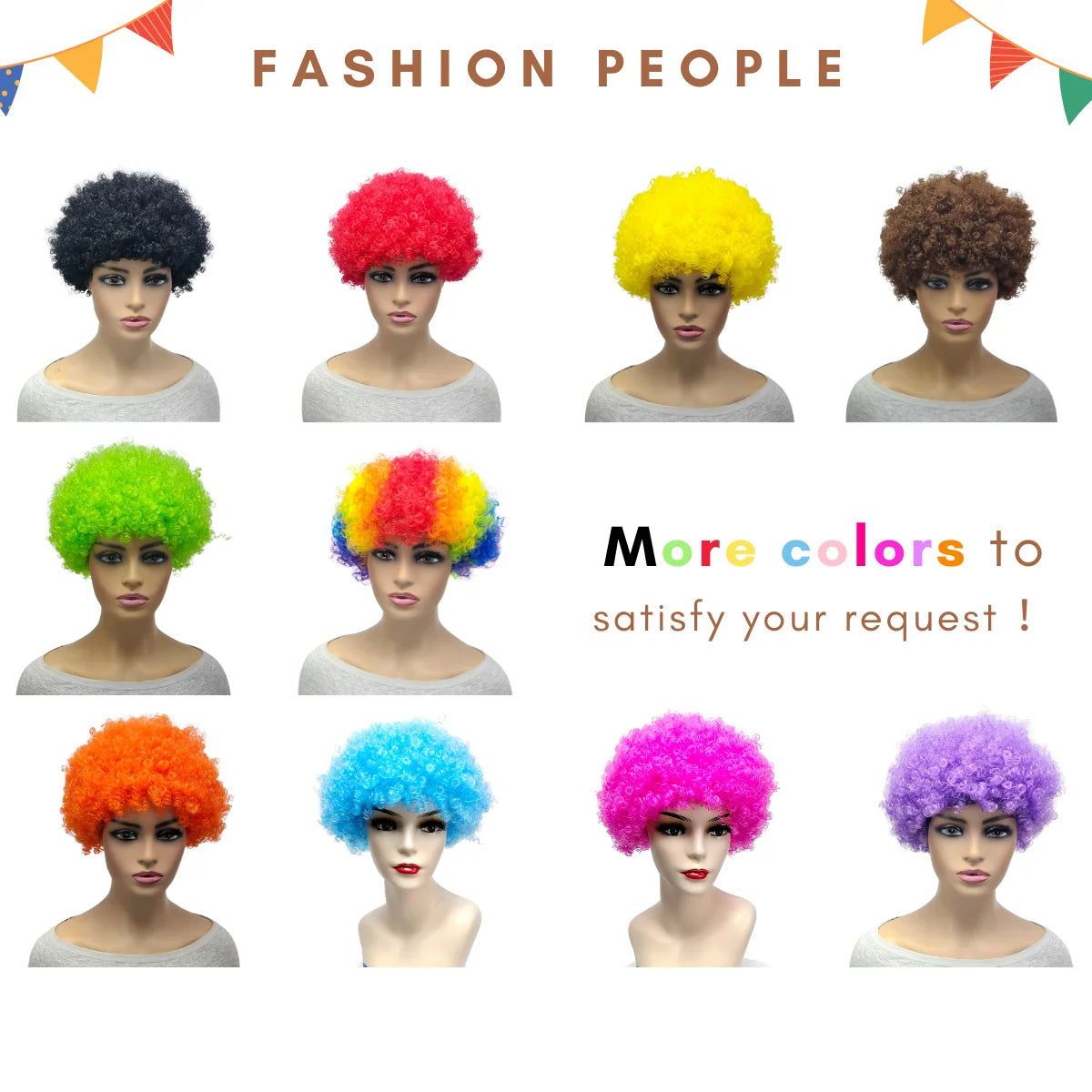 Clown Wig Afro Puff Wigs 80s Cosplay Anime Party Christmas Halloween Fancy Funny Wigs