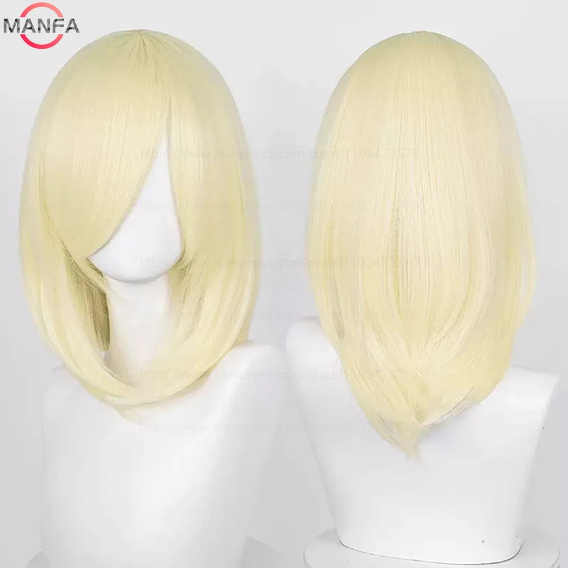 40cm Medium Basic Anime Cosplay Wig Bang Blond  Black White Red Pink Green Brown Gold Blue Heat Resistant Synthetic Hair Wigs