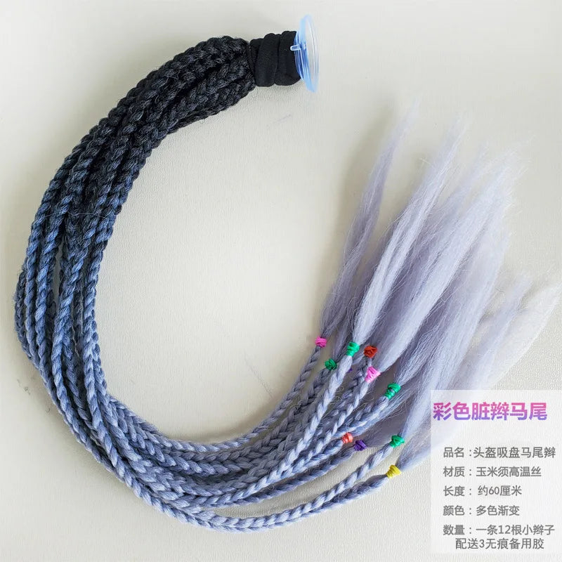 Motorcycle Helmet Braid Pigtails Ponytail With Sucker Motorbike Pigtails Women Men Casco Moto Ponytail Motorcycle Accessories