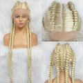 Synthetic Lace Cornrow Box Braids Wig Braided Wigs Burgundy Hair Wig For Black Women American African Wig
